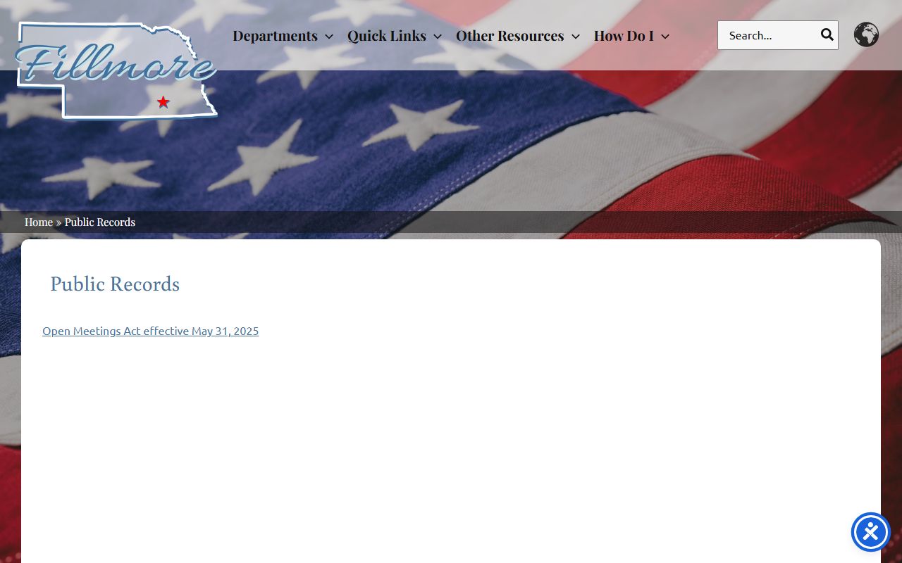 Fillmore County public records page used for local records navigation