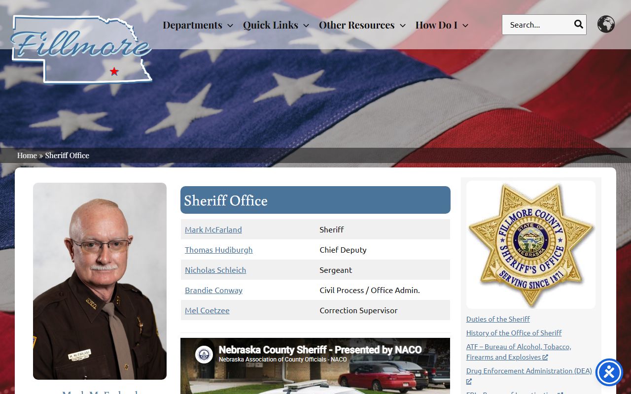 Fillmore County inmate population sheriff office source page