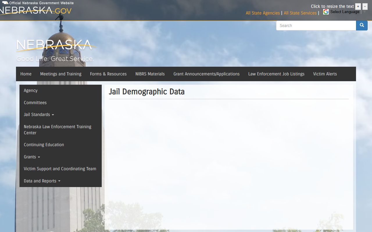 Nebraska jail demographic data for Fillmore County inmate population research